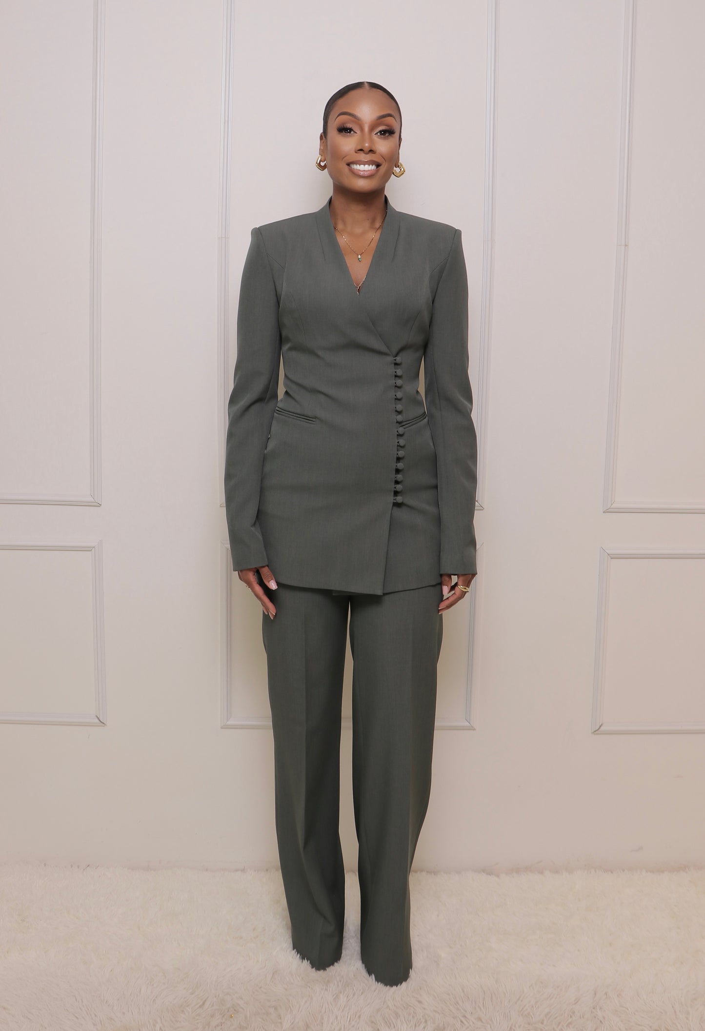 Grey Green Suit Set