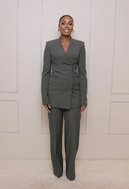 Grey Green Suit Set
